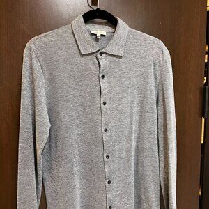Reiss Light Blue Knit Button-Down